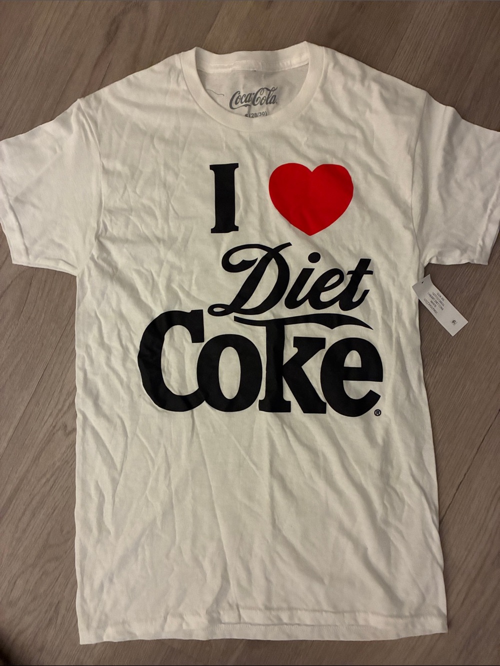 Coca Cola White Tee with Red Heart and Black Diet Coke Graphic